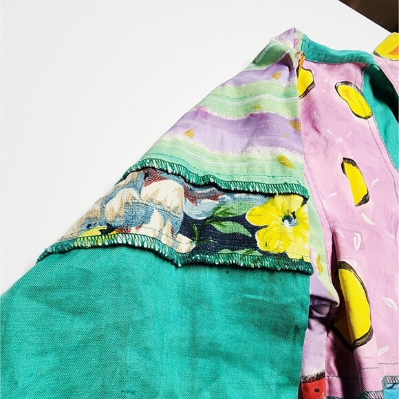 VTG 80s Encore By Silkscapes Hand Painted Tennis Button Up Shacket Size Small P - Picture 12 of 15